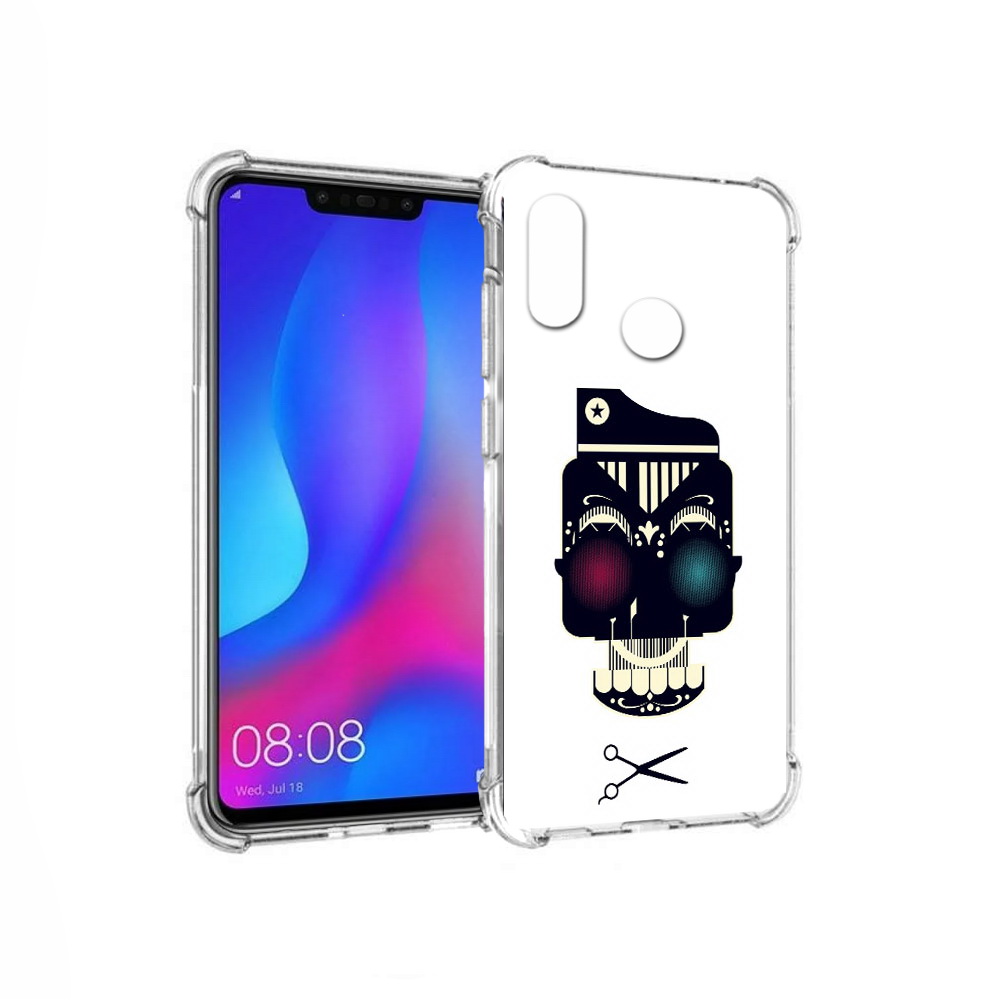

Чехол MyPads Tocco для Huawei Nova 3 черно белый скелет с яркими глазами (PT115710.27.687), Прозрачный, Tocco