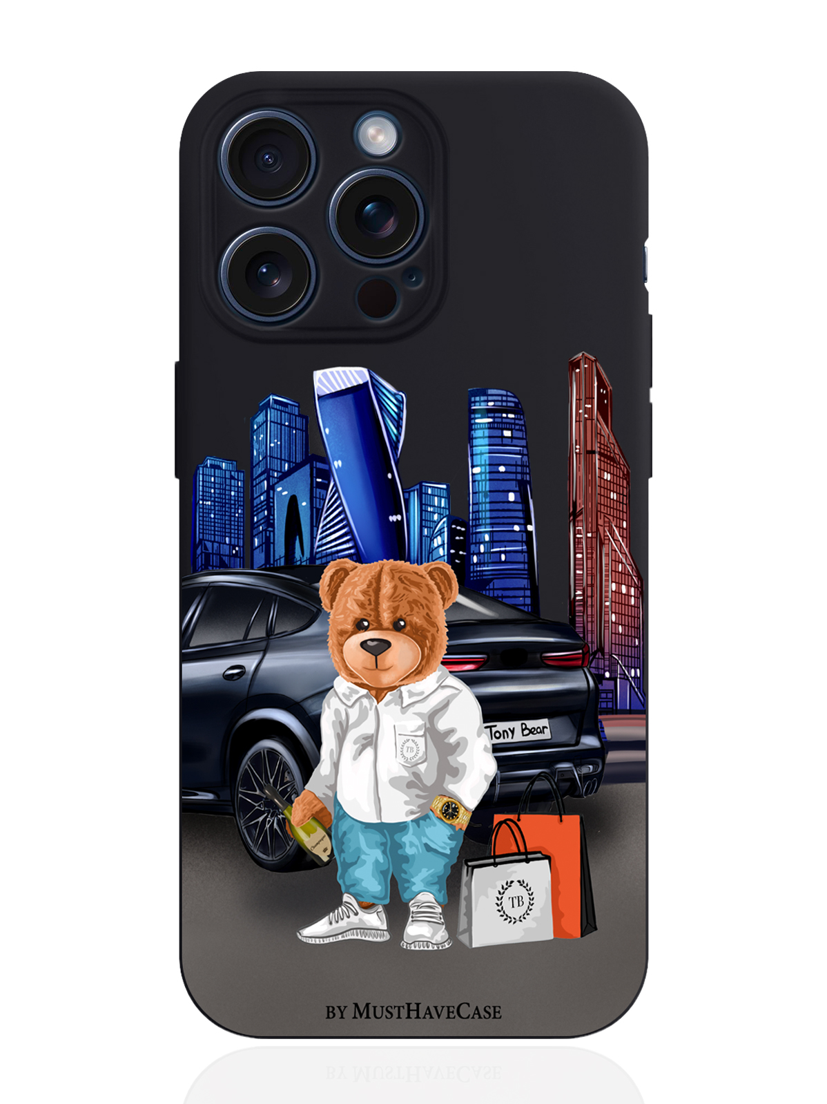 

Чехол для смартфона iPhone 15 Pro Max Тони Москва Сити силиконовый черный, Черный;синий;коричневый