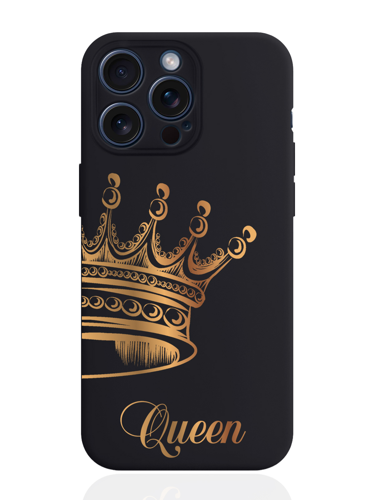 

Чехол для смартфона iPhone 15 Pro Max Парный чехол корона Queen силиконовый черный, Черный;золотой
