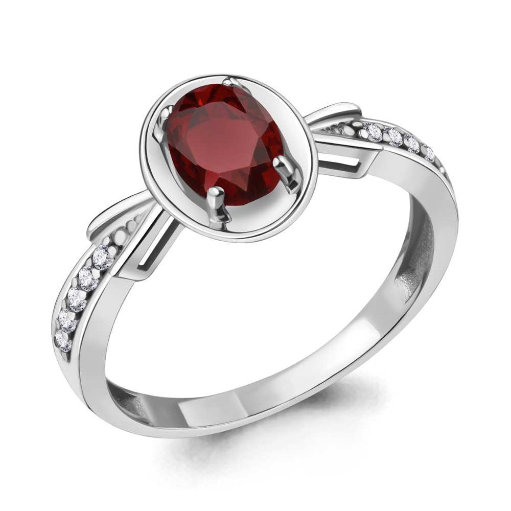 

Кольцо из серебра с гранатом/фианитом р. Aquamarine 6940403А, 6940403А_925_р