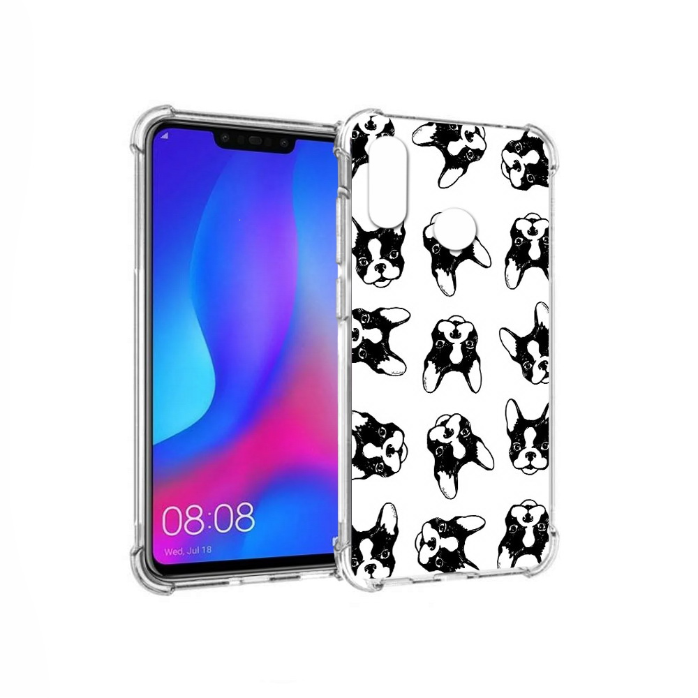 

Чехол MyPads Tocco для Huawei Nova 3 черно белые собачки (PT115710.27.683), Прозрачный, Tocco