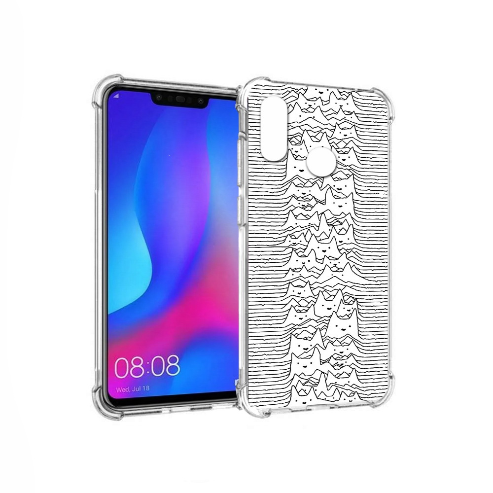 

Чехол MyPads Tocco для Huawei Nova 3 черно белые коты 3D (PT115710.27.682), Прозрачный, Tocco