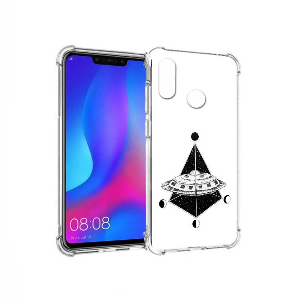 

Чехол MyPads Tocco для Huawei Nova 3 черно белая летающая тарелка (PT115710.27.679), Прозрачный, Tocco