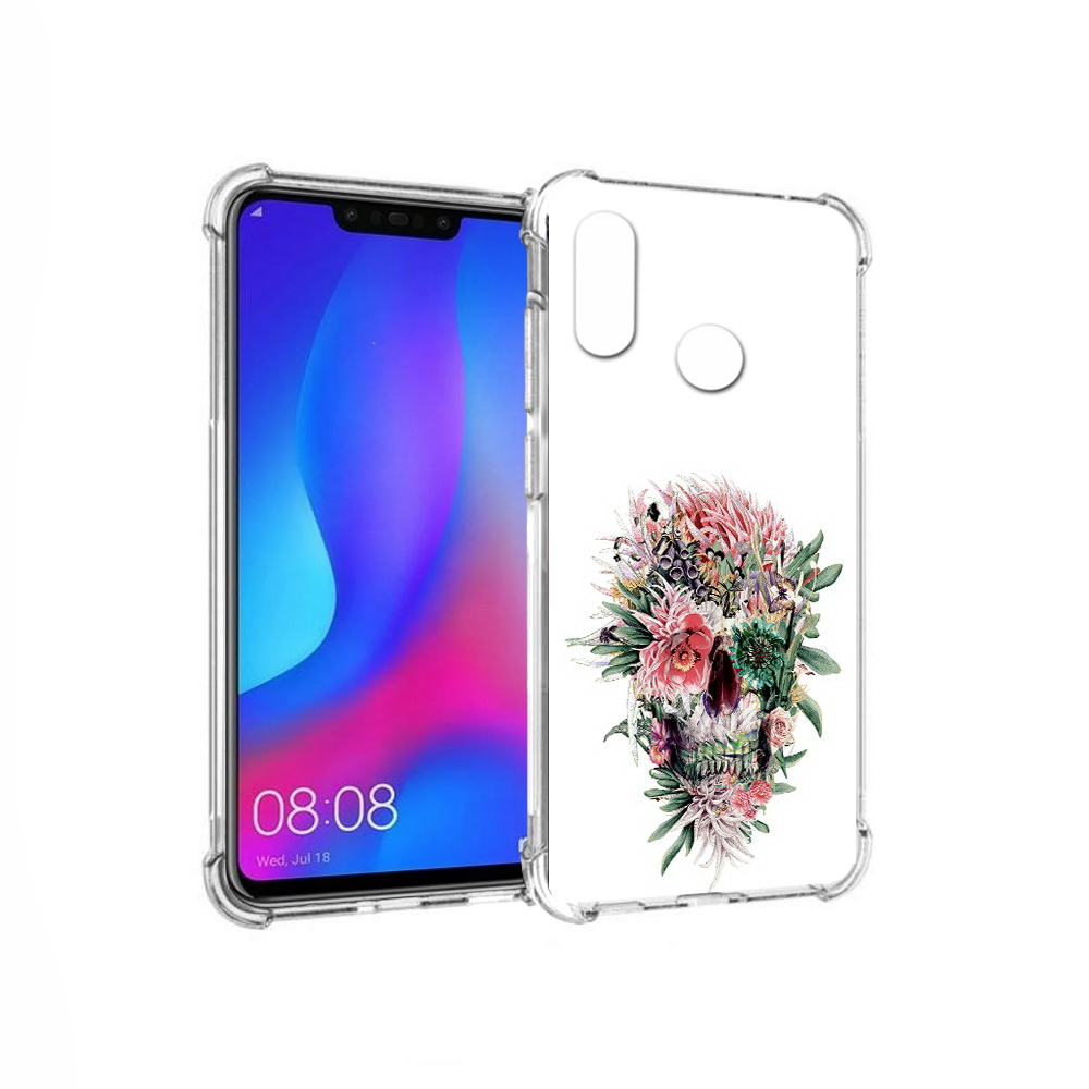 

Чехол MyPads Tocco для Huawei Nova 3 череп из цветов (PT115710.27.677), Прозрачный, Tocco
