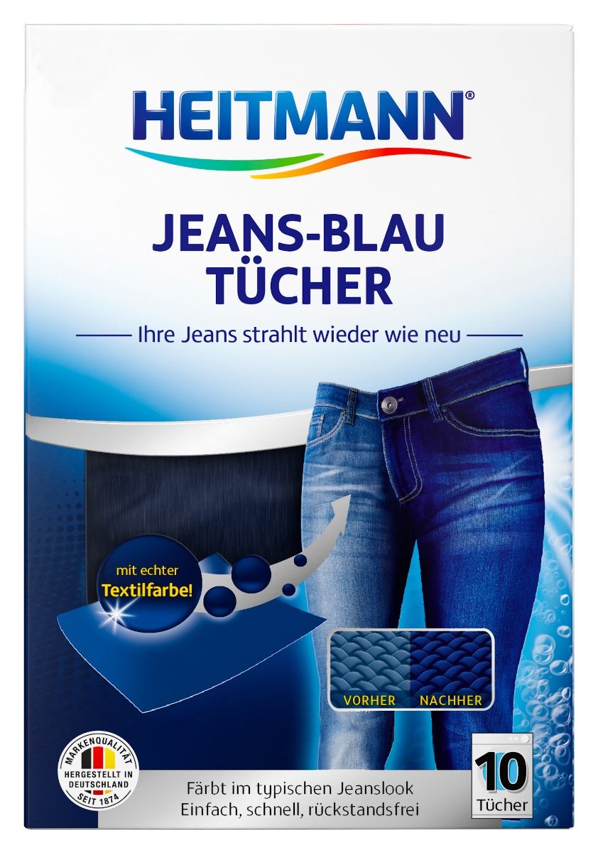 фото Салфетки для джинсовых тканей с окрашивающим эффектом heitmann jeans-blau tucher 10 шт. brauns-heitmann gmbh & co. kg