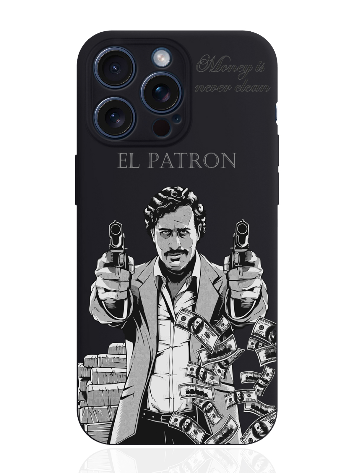 

Чехол для смартфона iPhone 15 Pro Max El Patron Pablo Escobar силиконовый черный, Серый;черный