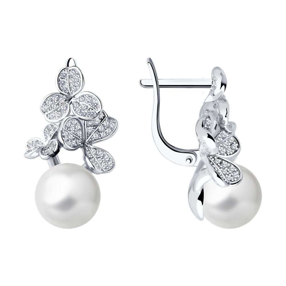

Серьги из серебра SOKOLOV 92022892-91, фианит/жемчуг культивированный, 92022892-91