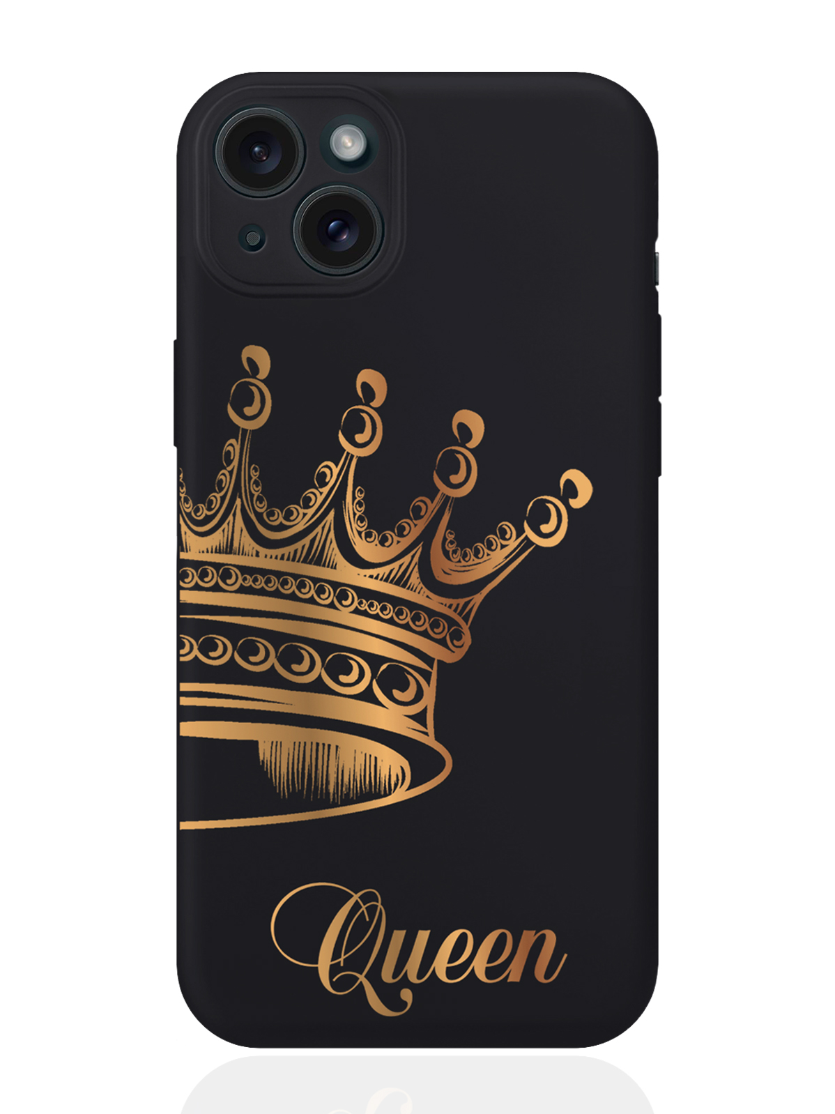 

Чехол для смартфона iPhone 15 Plus Парный чехол корона Queen силиконовый черный, Черный;золотой