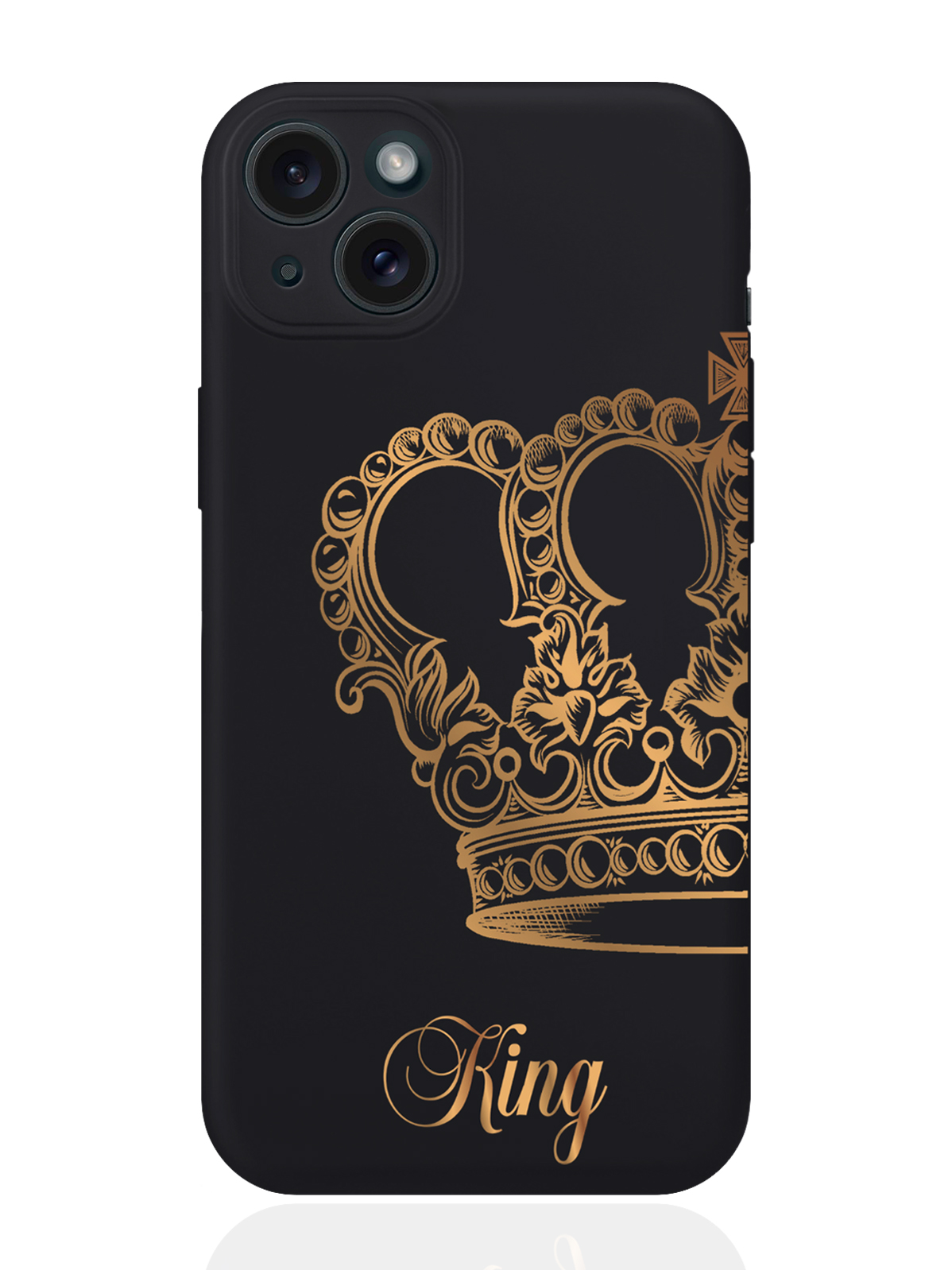 

Чехол для смартфона iPhone 15 Plus Парный чехол корона King силиконовый черный, Черный;золотой