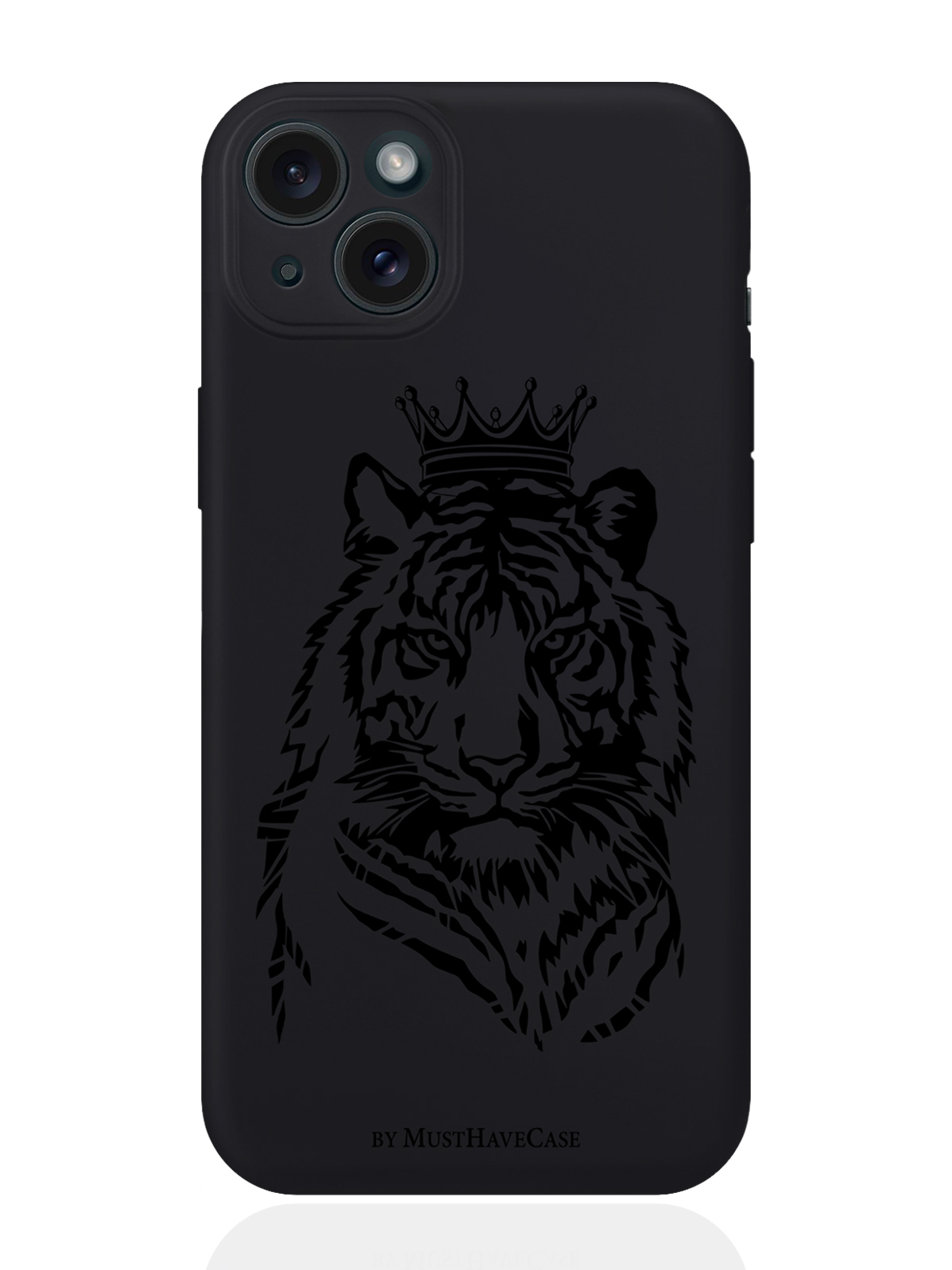 

Чехол для смартфона iPhone 15 Plus Тигр с Короной силиконовый черный