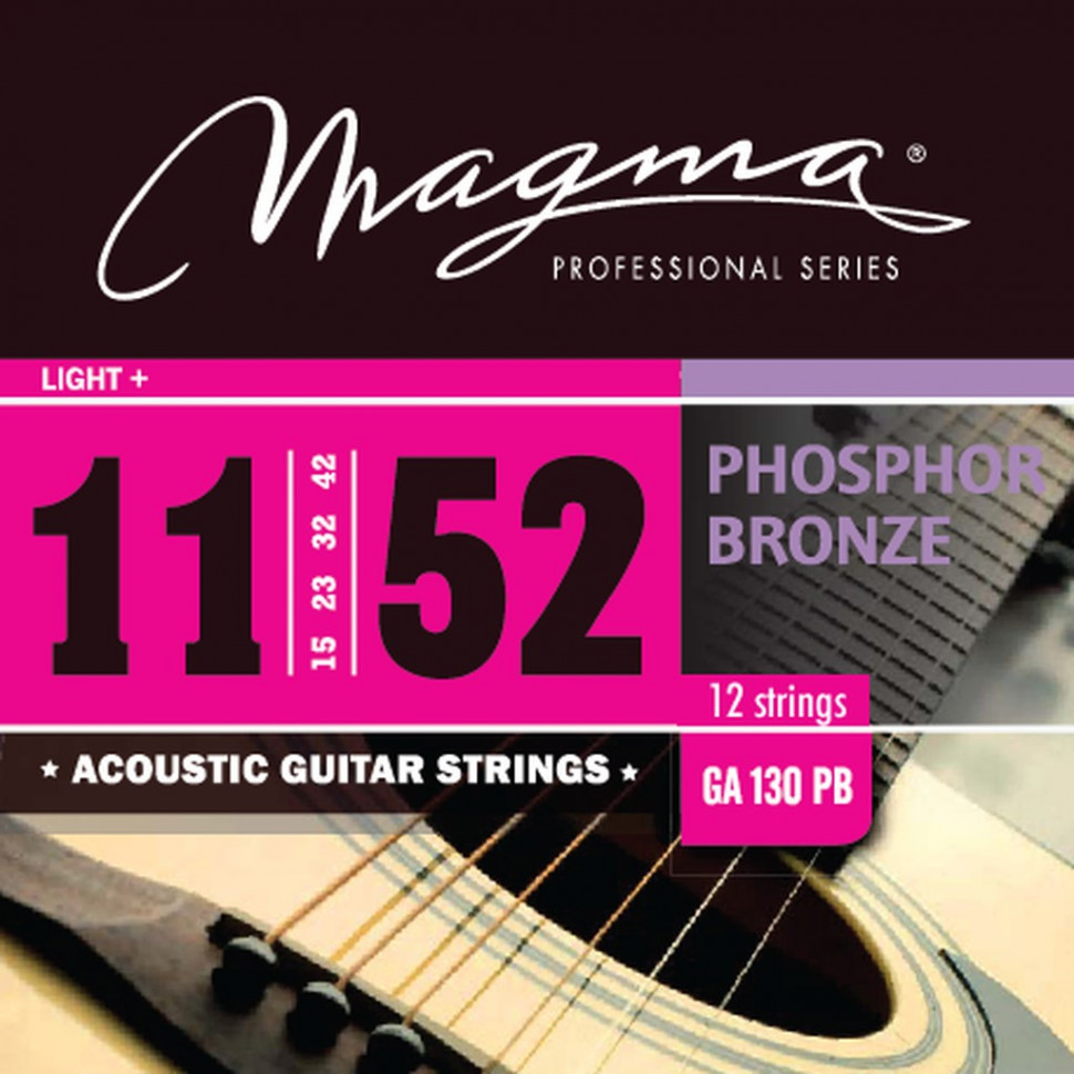 Комплект струн для 12-струнной акустической гитары 11-52 Magma Strings GA130PB12 1537₽