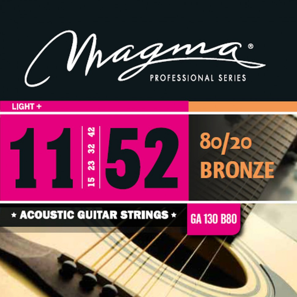 Комплект струн для акустической гитары 11-52 Magma Strings GA130B80 881₽