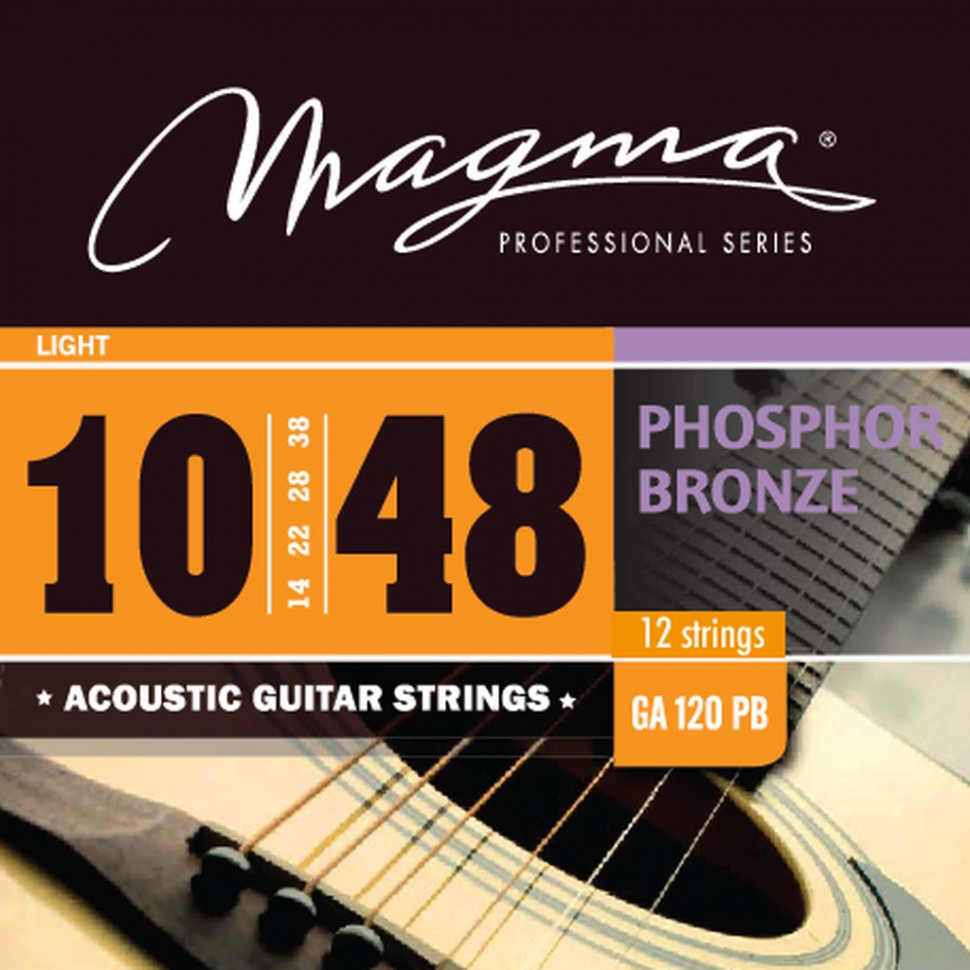 Комплект струн для 12-струнной акустической гитары 10-48 Magma Strings GA120PB12 1453₽