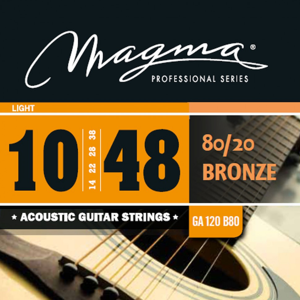 Комплект струн для акустической гитары 10-48 Magma Strings GA120B80 881₽