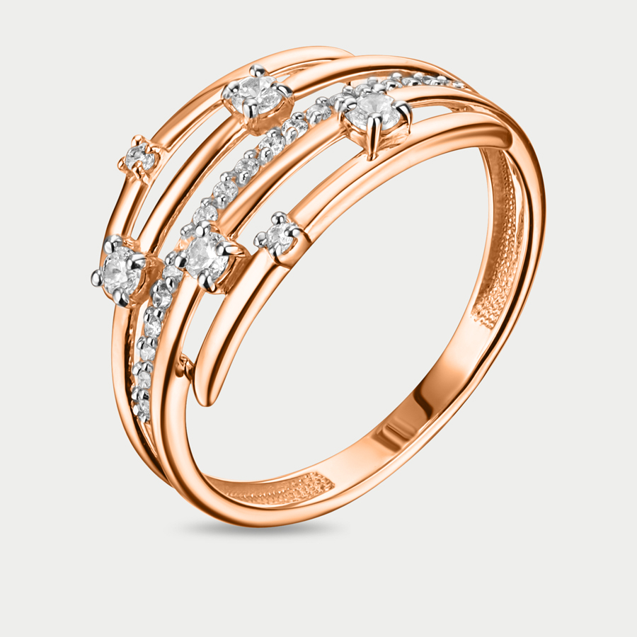 Кольцо из розового золота р. 18 Династия 026411-1102, фианит