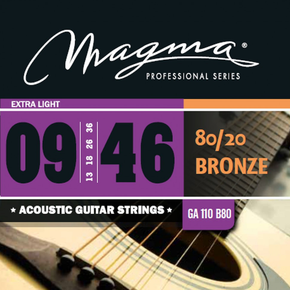 Комплект струн для акустической гитары 9-46 Magma Strings GA110B80 810₽