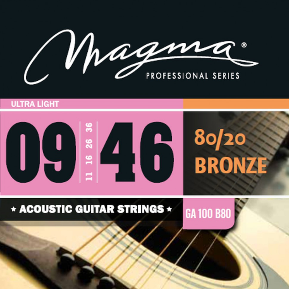 Комплект струн для акустической гитары 9-46 Magma Strings GA100B80 810₽