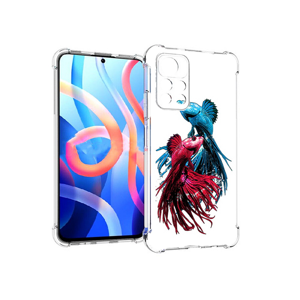 

Чехол MyPads Tocco для Xiaomi Poco M4 Pro 5G рыбы петушки (PT200061.301.592), Прозрачный, Tocco