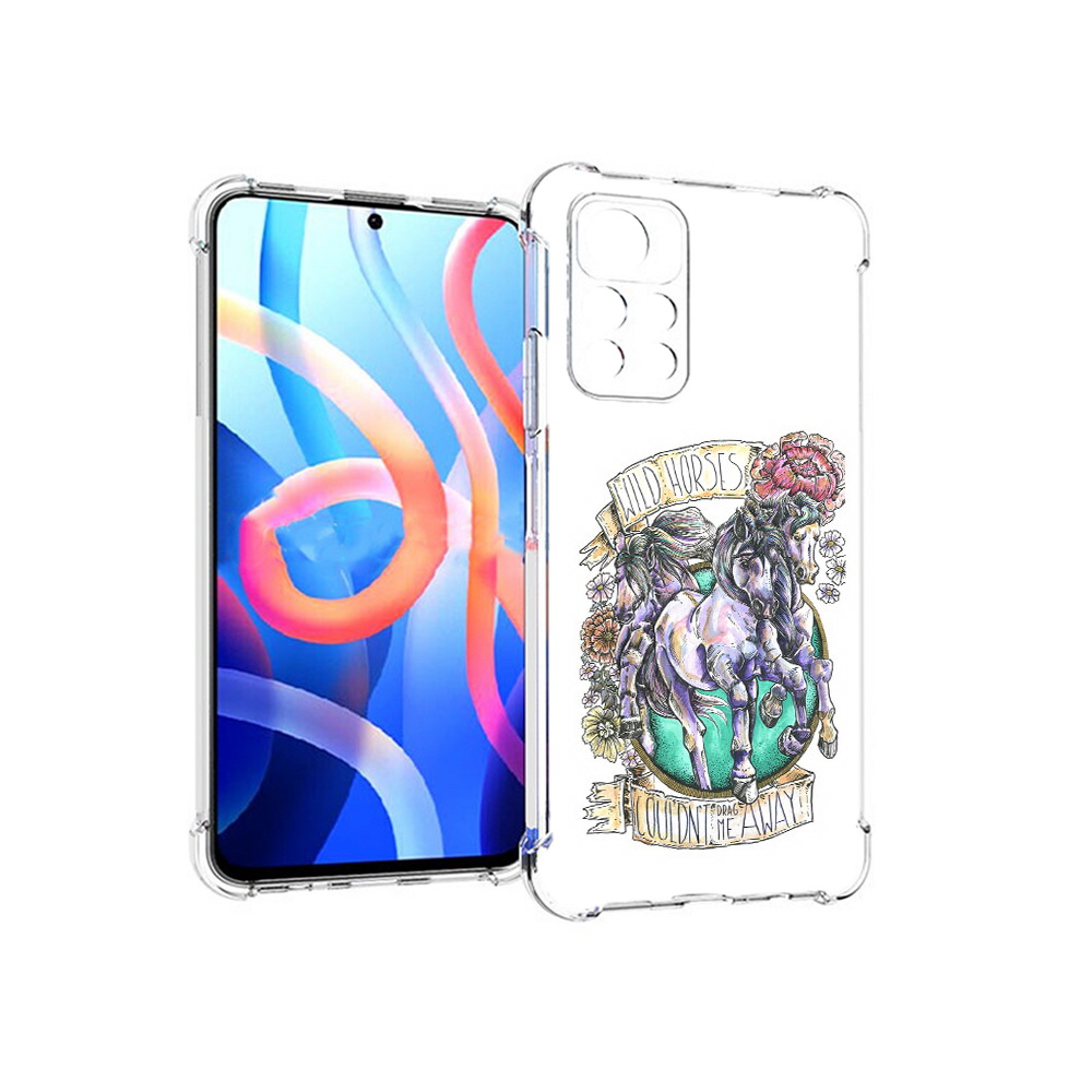 

Чехол MyPads Tocco для Xiaomi Poco M4 Pro 5G рисунок коней в цветах (PT200061.301.582), Прозрачный, Tocco