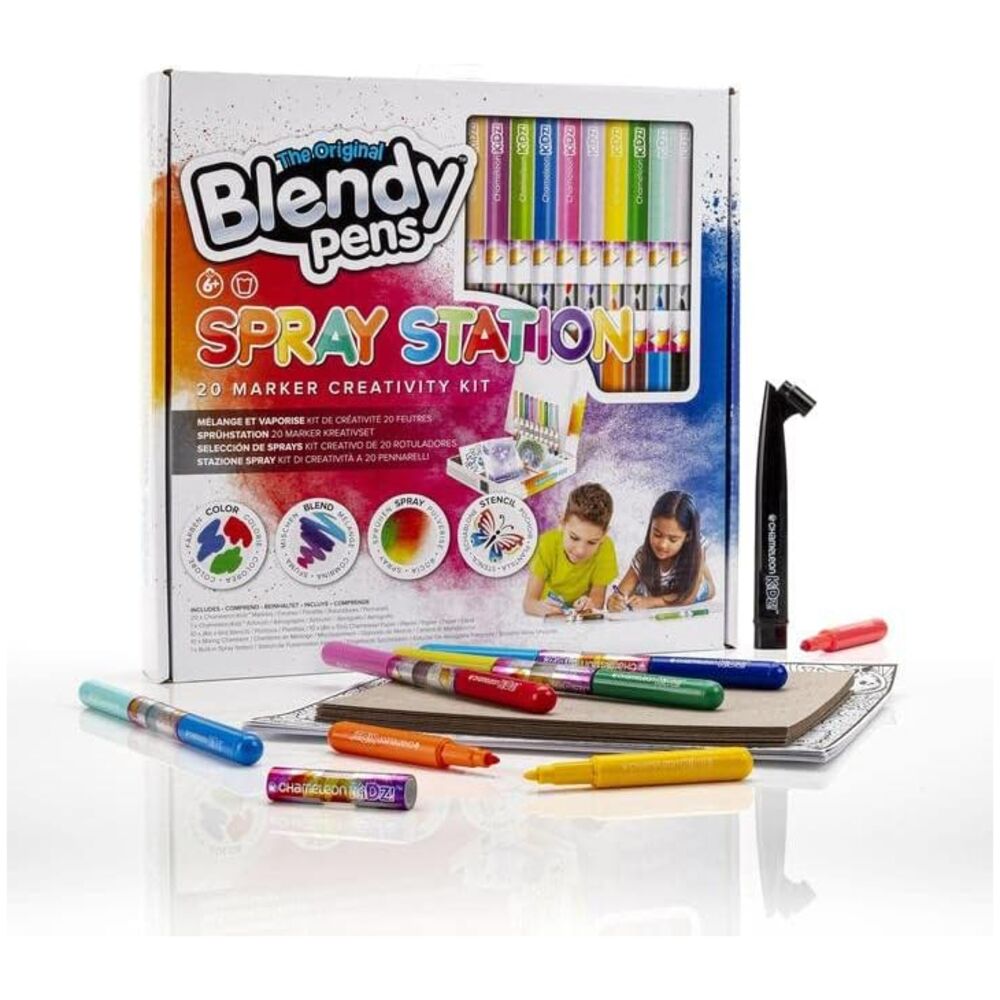 Набор фломастеров-хамелеонов Chameleon Kid Blendy pens (20 шт.) c трафаретами и аэрографом