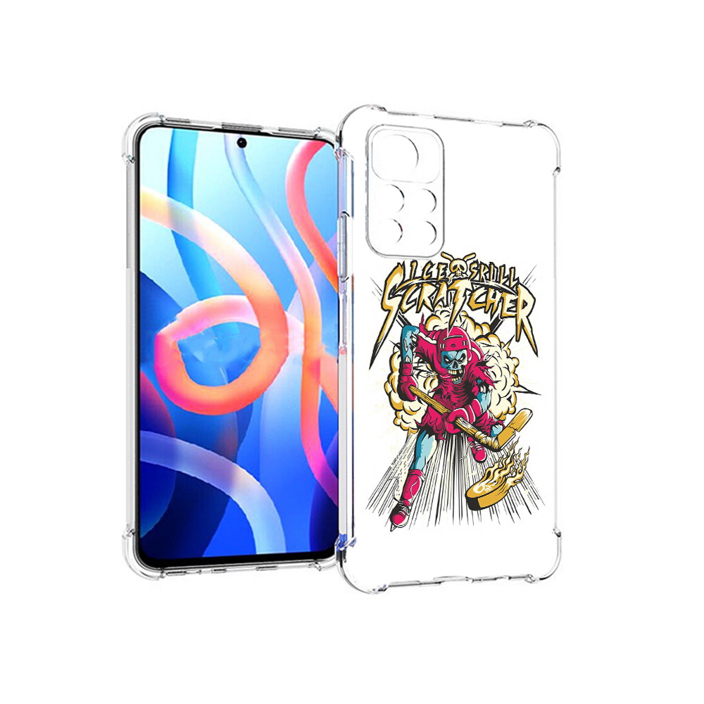 

Чехол MyPads Tocco для Xiaomi Poco M4 Pro 5G нарисованный скелет хоккеист, Прозрачный, Tocco