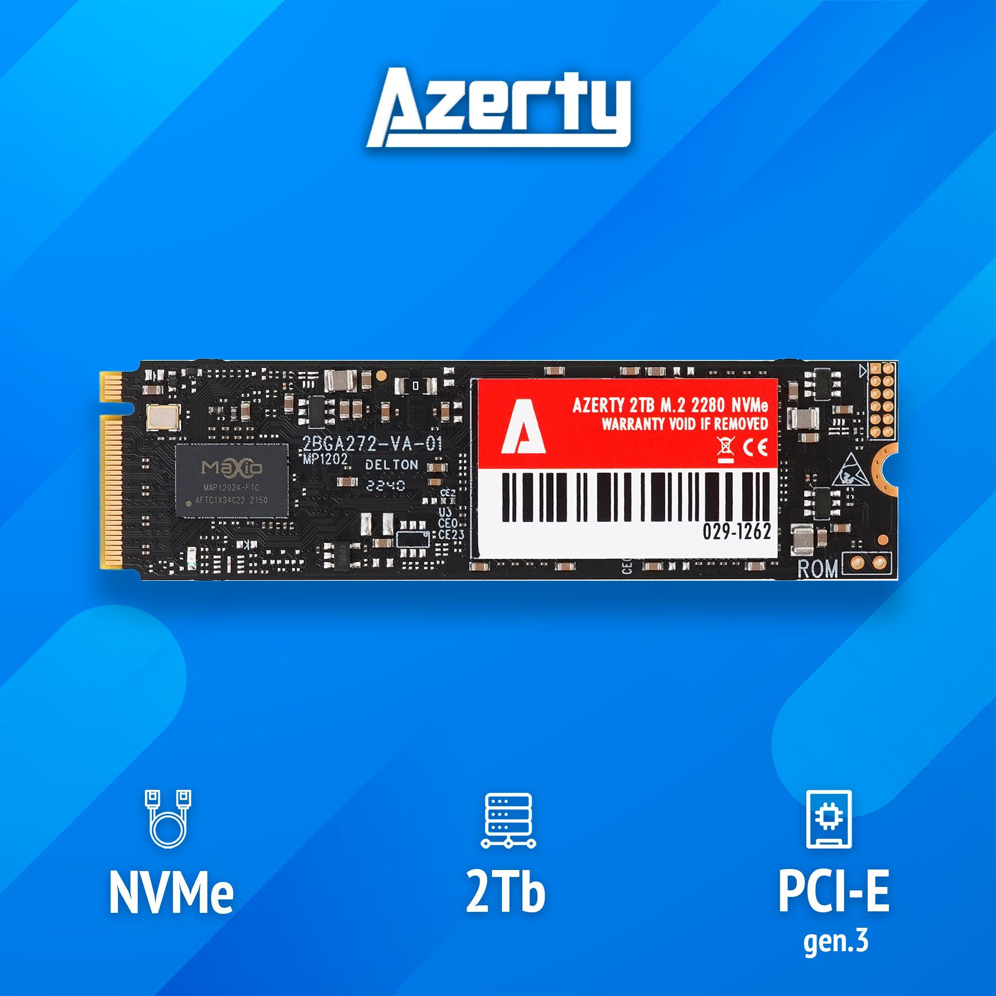 SSD накопитель Azerty Azerty M.2 2280 NVMe 2TB M.2 2280 2 ТБ (029-1262)