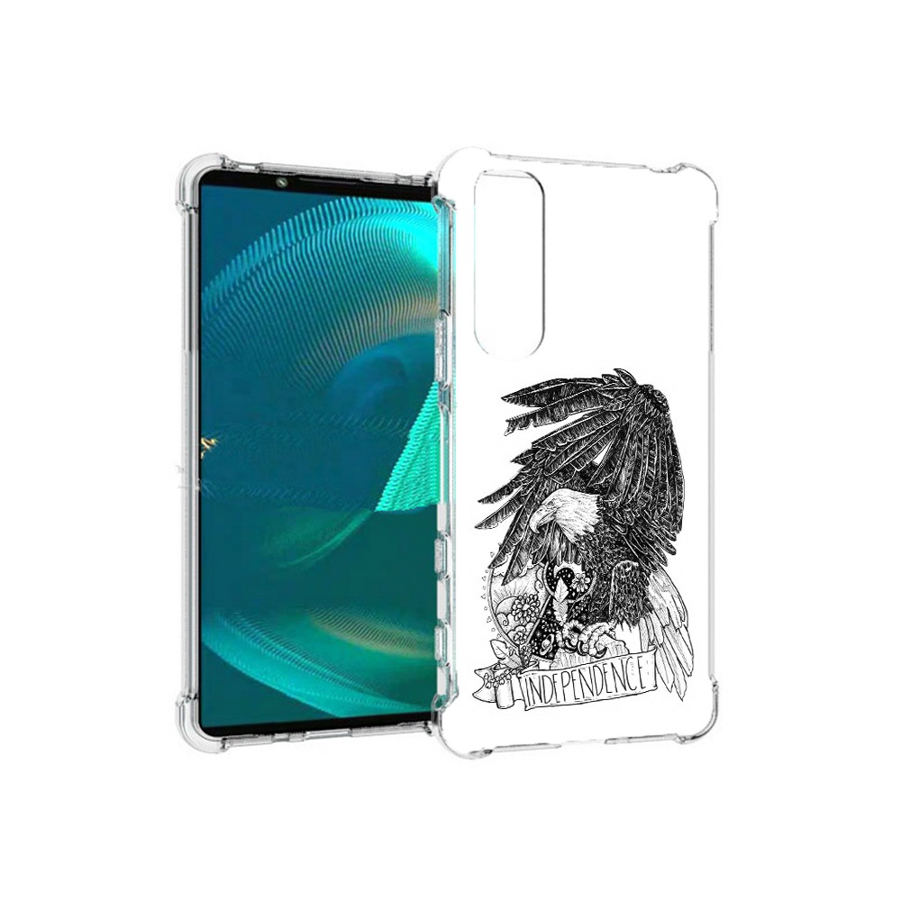 

Чехол MyPads Tocco для Sony Xperia 5 III черно белый сокол (PT172137.231.688), Прозрачный, Tocco