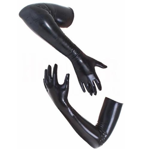 фото Перчатки для фистинга по плечо многоразовые fist shoulder rubber gloves black черные р. s