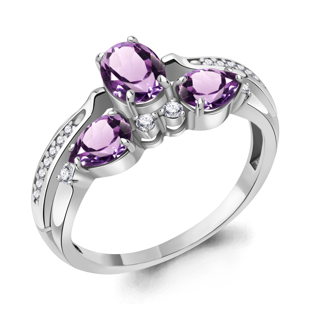 

Кольцо из серебра с аметистом/фианитом р., Aquamarine 6906604А, 6906604А_925_р