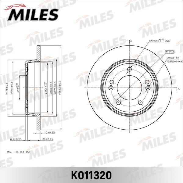 

Тормозной диск Miles комплект 1 шт. K011320