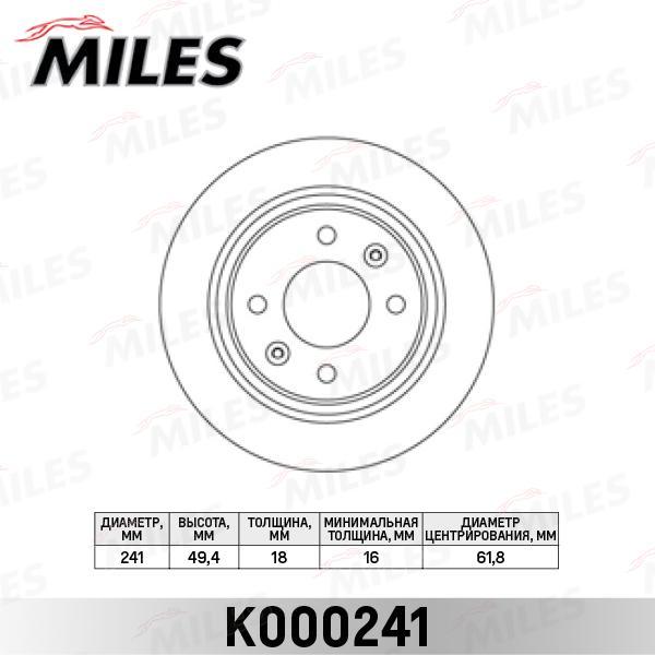 

Тормозной диск Miles комплект 1 шт. K000241