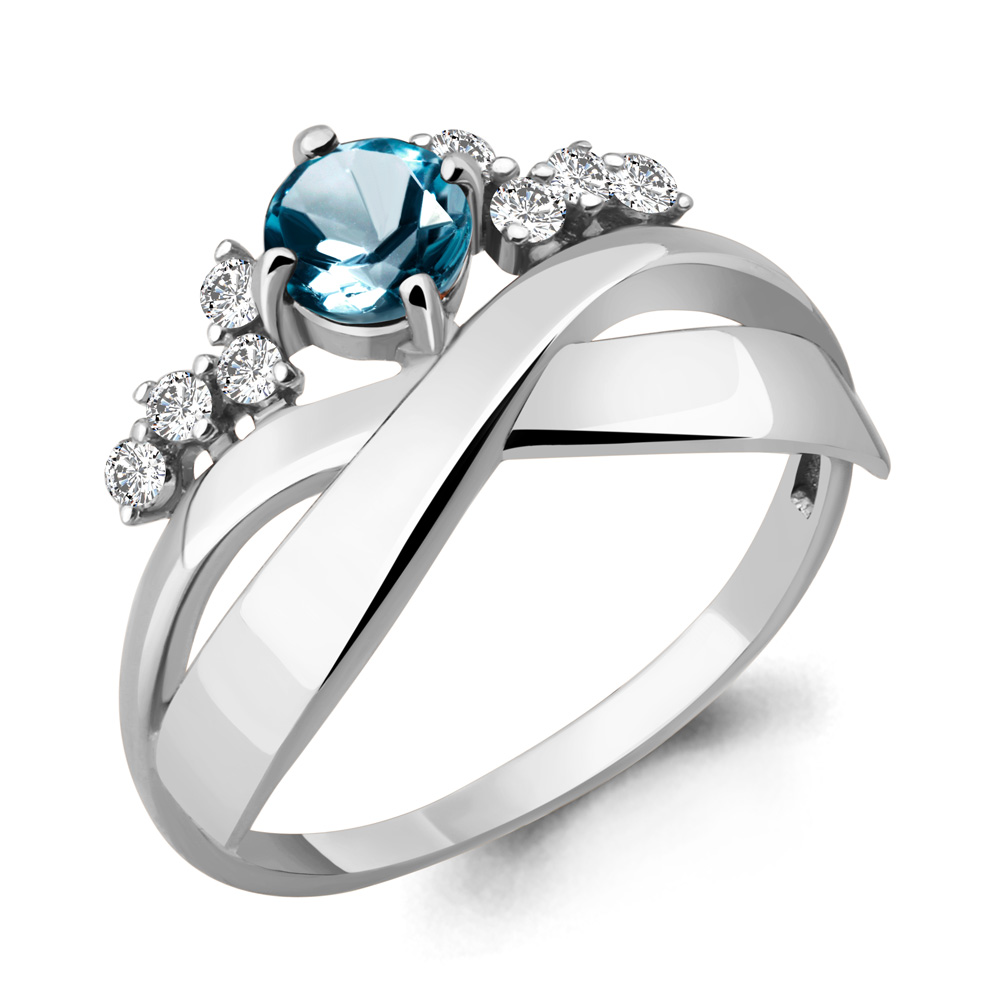 

Кольцо из серебра с топазом/фианитом р., Aquamarine 6581308А, 6581308А_925_р