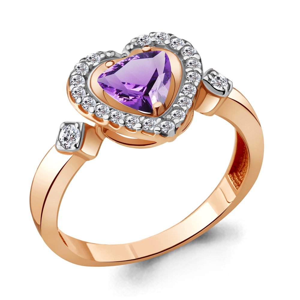 

Кольцо из серебра с аметистом/фианитом р. Aquamarine 6916704А, 6916704А_925_з