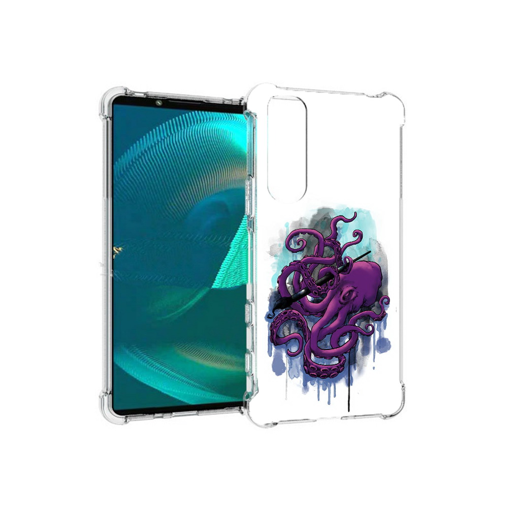 

Чехол MyPads Tocco для Sony Xperia 5 III фиолетовый осьминог (PT172137.231.658), Прозрачный, Tocco