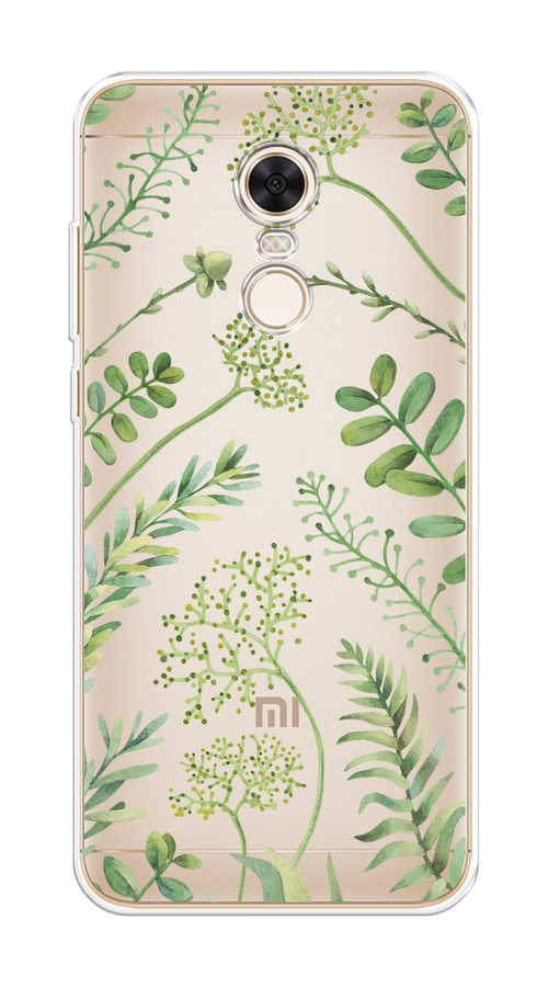 

Чехол на Xiaomi Redmi 5 Plus "Green Leaves", Зеленый;прозрачный, 33150-1