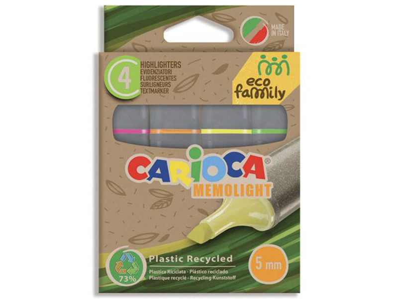 Набор текстовыделителей Carioca EcoFamily Memolight 4 цвета 43098