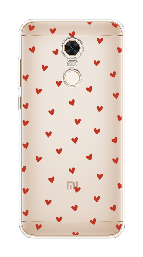

Чехол на Xiaomi Redmi 5 Plus "Red hearts", Красный;прозрачный, 33150-1