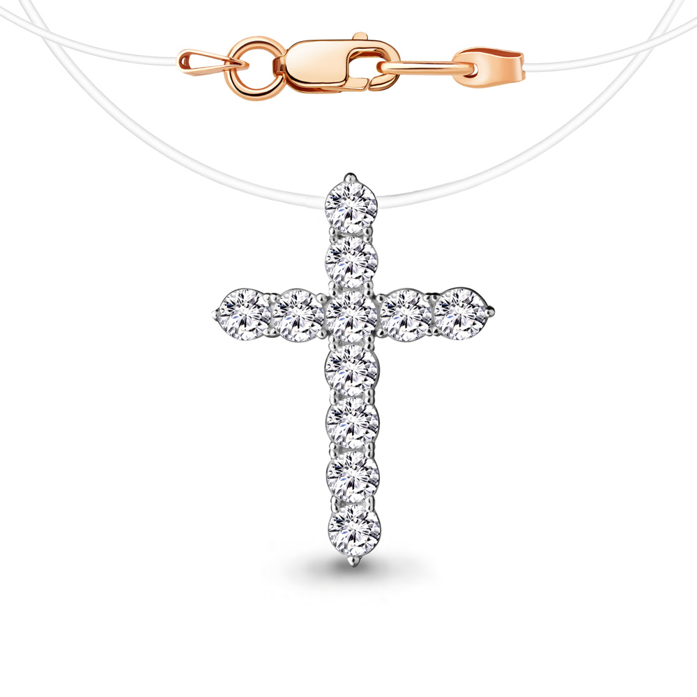 

Колье из красного золота/лески с фианитом 45 см Aquamarine 73600А, 73600А_585_кз