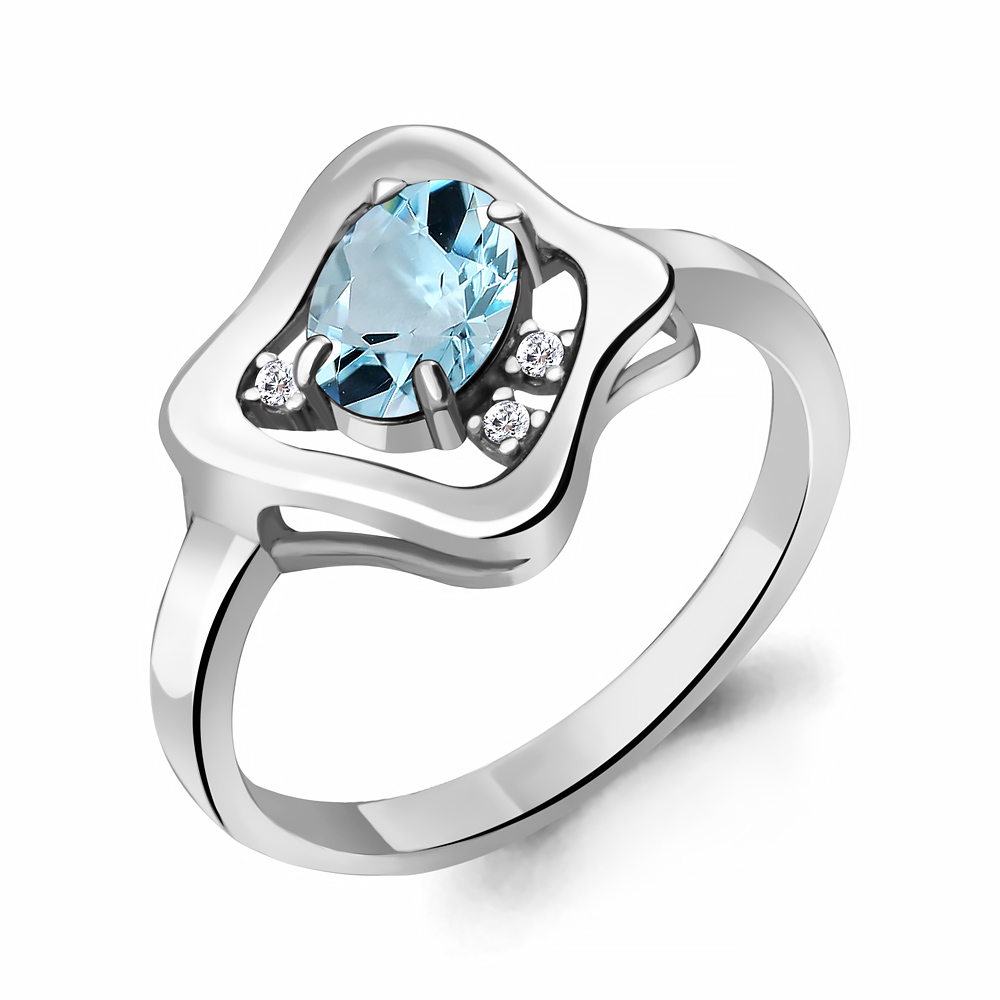 

Кольцо из серебра с топазом/фианитом р. Aquamarine 6932802А, 6932802А_925_р