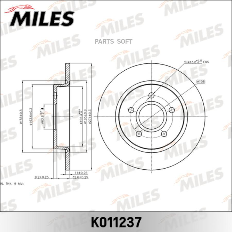 

Тормозной диск Miles комплект 1 шт. K011237