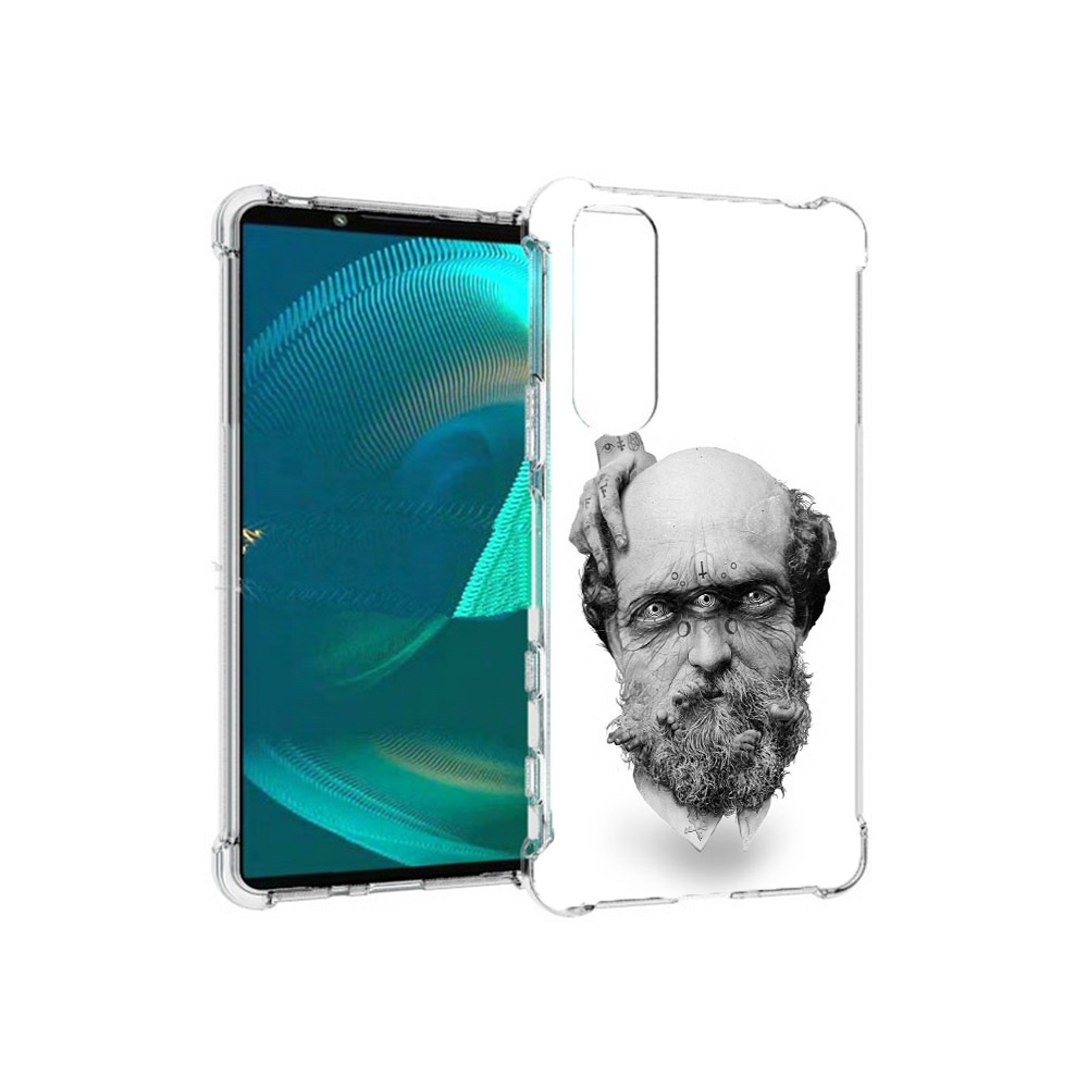

Чехол MyPads Tocco для Sony Xperia 5 III страшный бородатый мужчина абстракция, Прозрачный, Tocco