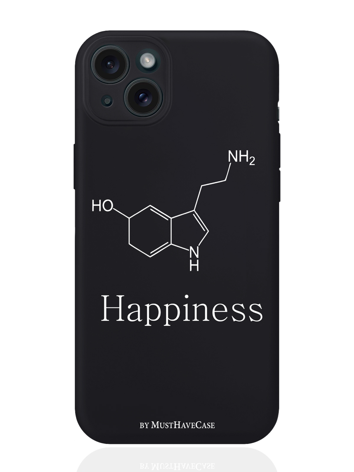 

Чехол для смартфона iPhone 15 Plus Молекула счастья силиконовый черный, Черный;белый