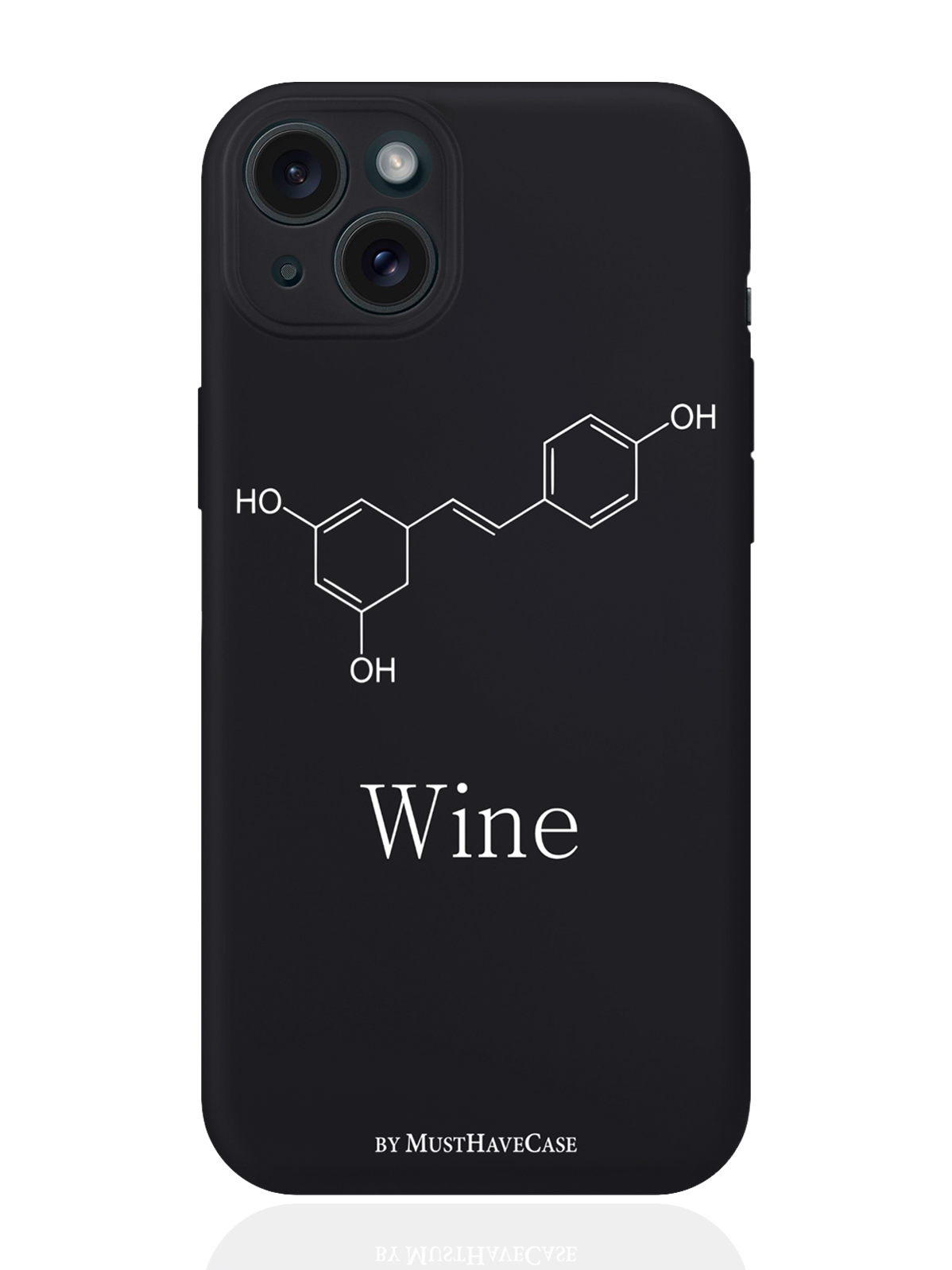 

Чехол для смартфона iPhone 15 Plus Молекула вина силиконовый черный, Черный;белый