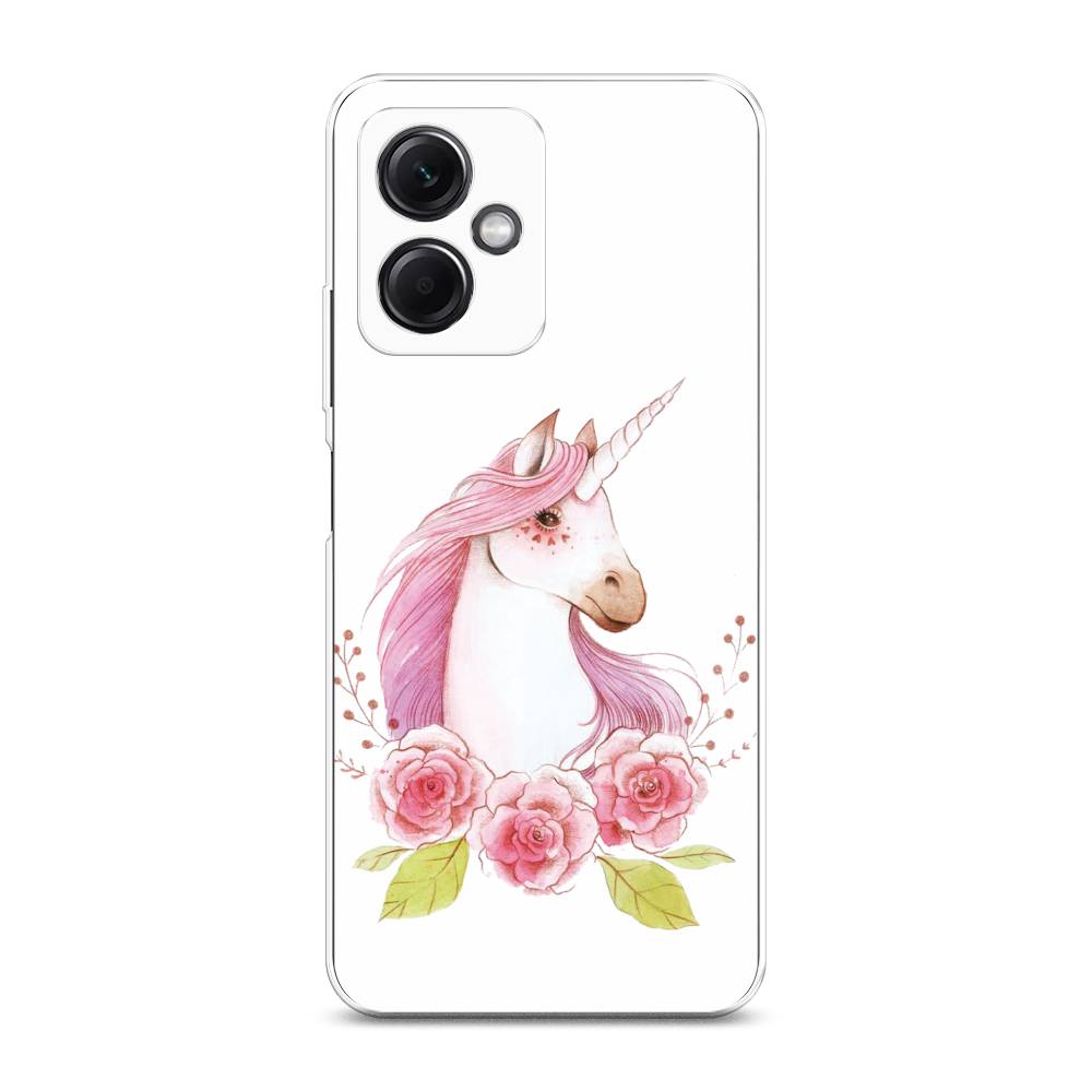 

Чехол на Xiaomi Redmi Note 12 5G "Единорог цветы", Белый;розовый;серый, 316950-1
