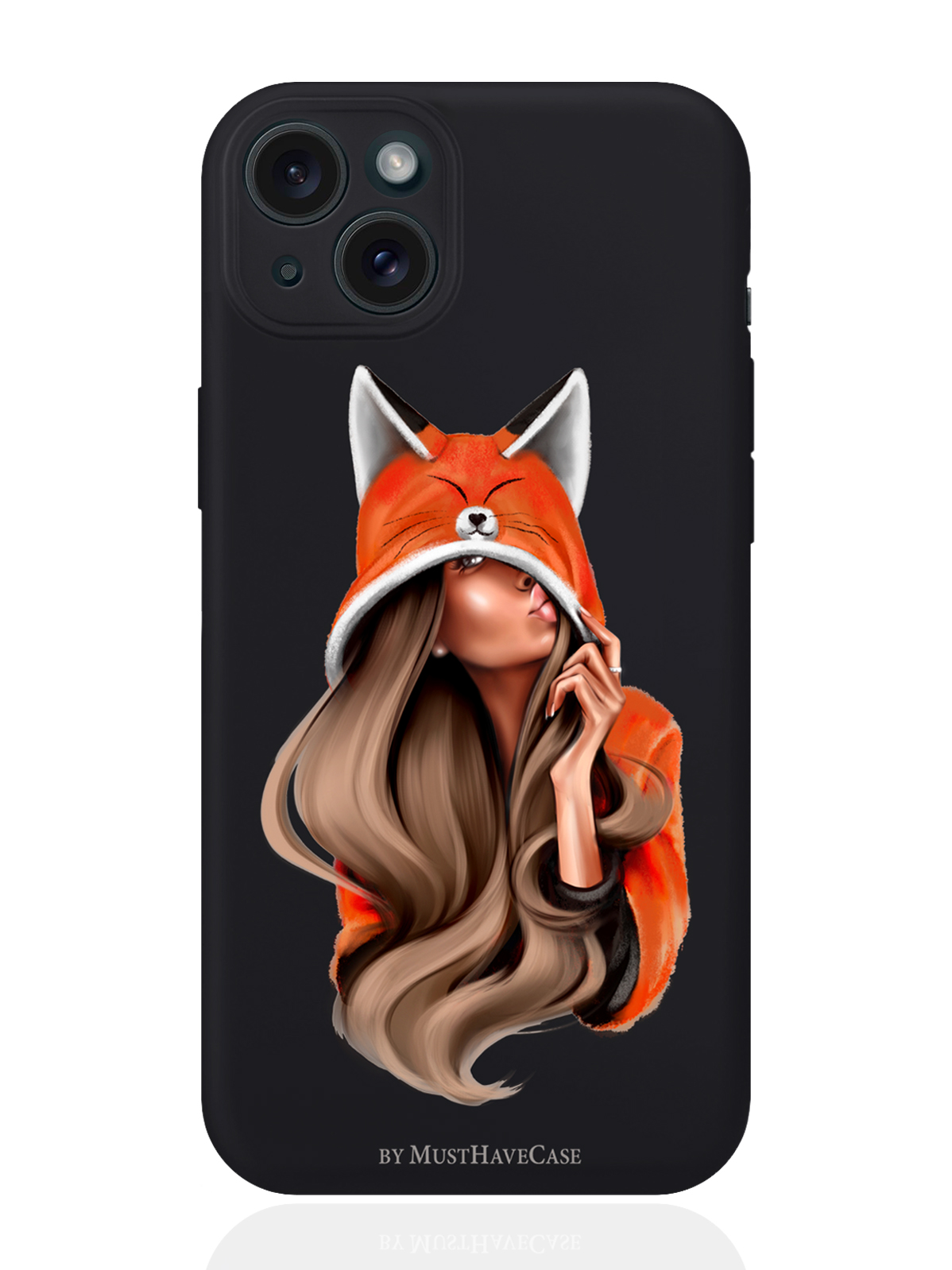 

Чехол для смартфона iPhone 15 Plus Foxy Girl/ Лисичка силиконовый черный, Оранжевый;черный