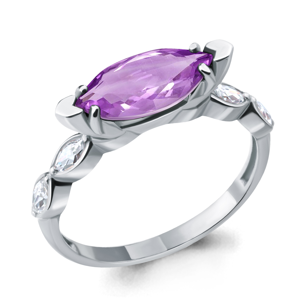 

Кольцо из серебра с аметистом/фианитом р., Aquamarine 6900904, 6900904_925_р