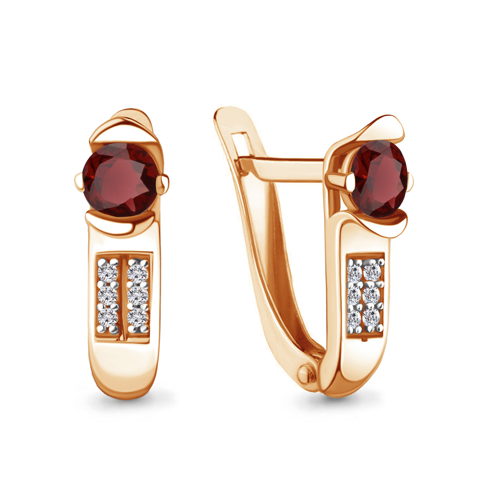 

Серьги из серебра с гранатом/фианитом Aquamarine 4413103А, 4413103А_925_з
