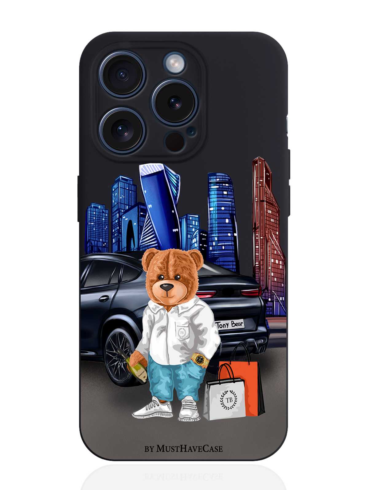 

Чехол для смартфона iPhone 15 Pro Tony Moscow city/ Тони Москва Сити силиконовый черный, Черный;синий;коричневый