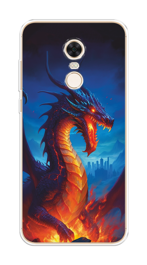 

Чехол на Xiaomi Redmi 5 Plus "Дракон над лавой", Оранжевый;коричневый;синий, 33150-1