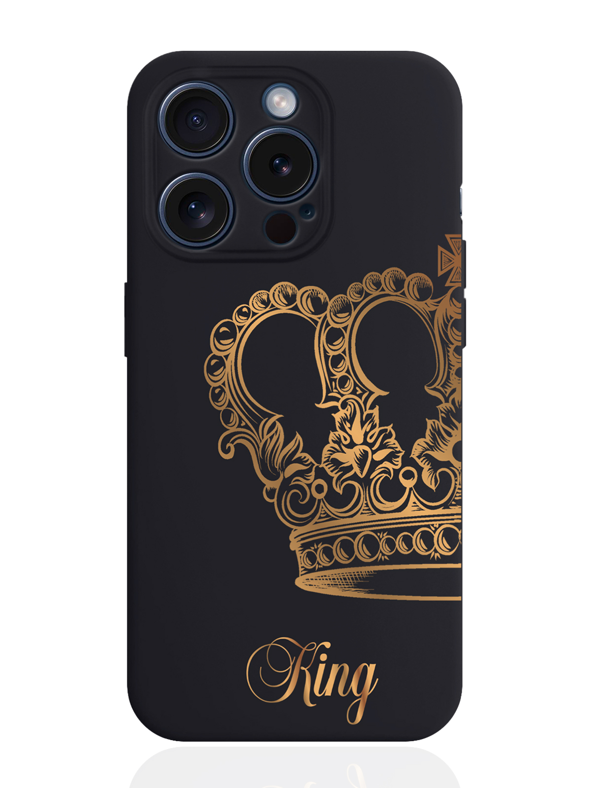 

Чехол для смартфона iPhone 15 Pro Парный чехол корона King силиконовый черный, Черный;золотой